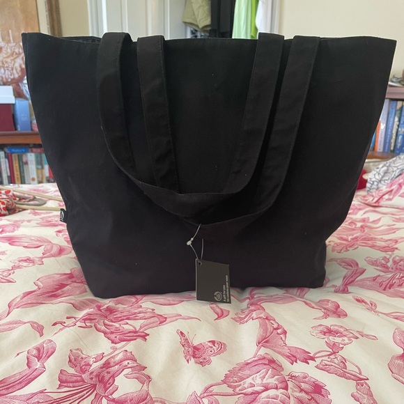 🏝️Big $9 Sale🏝️NWT - The Body Shop Canvas Tote Bag Black & Silver - Picture 2 of 8
